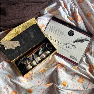 Calligraphy Ink Set with Black and Gold Accents - Calligraphy Paper Included